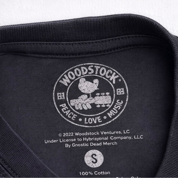 Woodstock Butterfly Graphic Tee - Black with White Print - Picture 2 of 2